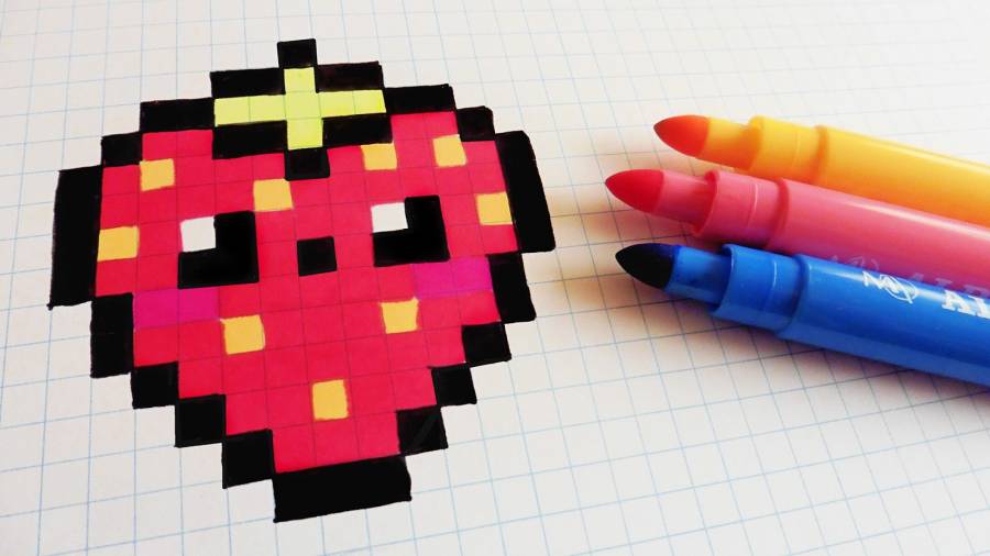Handmade Pixel Art - How To Draw Kawaii Strawberry #pixelart à Pixel Art Fraise...